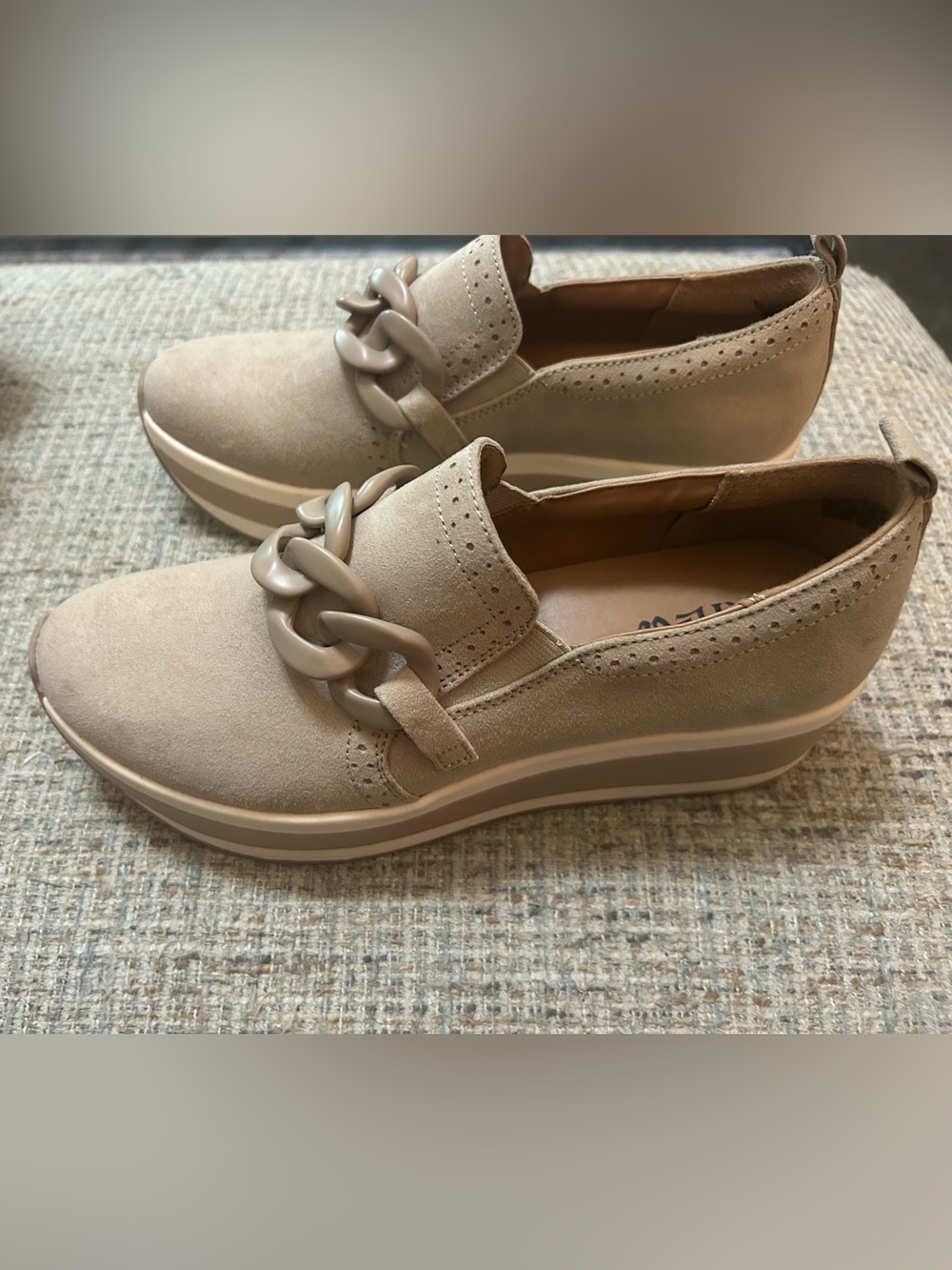 Neutral Taupe Platform Slip-On Loafer